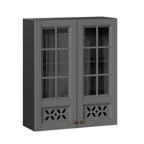Шкаф навесной Амели-3 800 высокий со стеклом ЛД 299.460.000.052, Черный/Оникс серый в Абакане