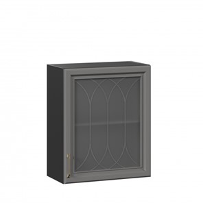 Кухонный навесной шкаф Джелатто 600 со стеклом ЛД 241.350.000.147, Черный/Оникс серый в Абакане