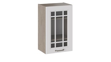 Навесной кухонный шкаф Одри со стеклом В_72-45_1ДРс (Белый софт) в Абакане