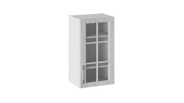 Навесной шкаф Прованс (Белый глянец/Санторини светлый) со стеклом В_72-40_1ДРс в Абакане