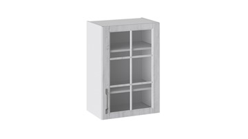 Кухонный шкаф Прованс (Белый глянец/Санторини светлый) со стеклом В_72-50_1ДРс в Абакане