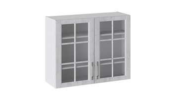 Кухонный шкаф Прованс (Белый глянец/Санторини светлый) со стеклом В_72-90_2ДРс в Абакане