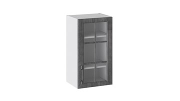 Кухонный шкаф Прованс (Белый глянец/Санторини темный) со стеклом В_72-40_1ДРс в Абакане