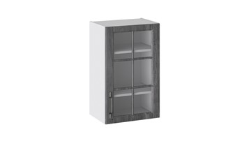 Кухонный шкаф Прованс (Белый глянец/Санторини темный) со стеклом В_72-45_1ДРс в Абакане