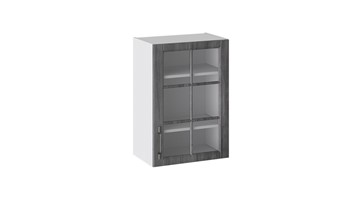 Навесной шкаф Прованс (Белый глянец/Санторини темный) со стеклом В_72-50_1ДРс в Абакане