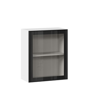 Кухонный шкаф со стеклом 600 Индиго ЛД 298.350.000.105, Белый/Чёрный в Абакане