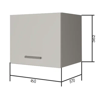 Шкаф кухонный ВГ45Г, Белое гладкое Ламарти/Антрацит в Абакане