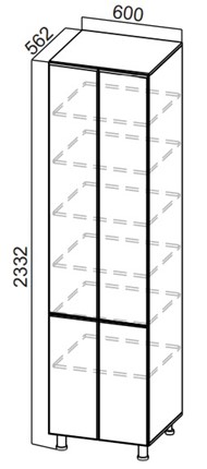 Шкаф-пенал распашной Стайл, П600г(2332), МДФ в Абакане - изображение