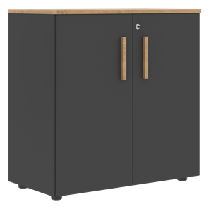 Низкий шкаф широкий с малыми дверцами FORTA Графит-Дуб Гамильтон  FLC 80.1(Z) (798х404х801) в Абакане