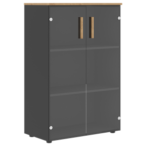 Шкаф со стеклянными средними дверьми FORTA Графит-Дуб Гамильтон FMC 80.2 (798х404х1197) в Абакане