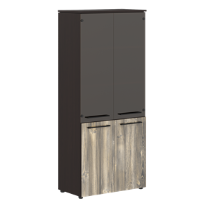 Шкаф колонка со стеклянными и глухими дверями MORRIS  Дуб Базель/Венге Магия MHC 85.2 (854х423х1956) в Абакане