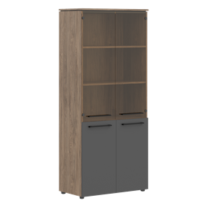 Шкаф колонка со стеклянными и глухими дверями MORRIS TREND Антрацит/Кария Пальмира MHC 85.2 (854х423х1956) в Абакане