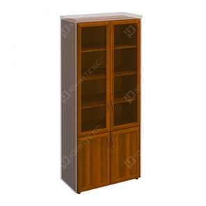 Шкаф для документов со стеклянными дверьми в рамке Мастер, темный орех (90х45х208) МТ 379 в Абакане