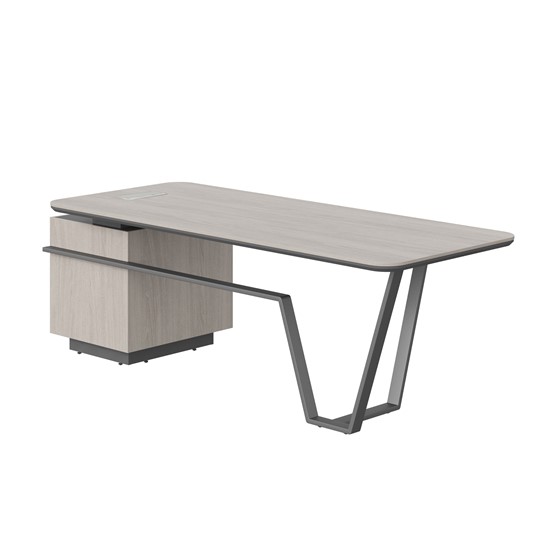 Стол с комбинированной столешницей и правой тумбой LINE Дуб-серый-антрацит СФ-571101.1 (2225х900х762) в Абакане - изображение 1
