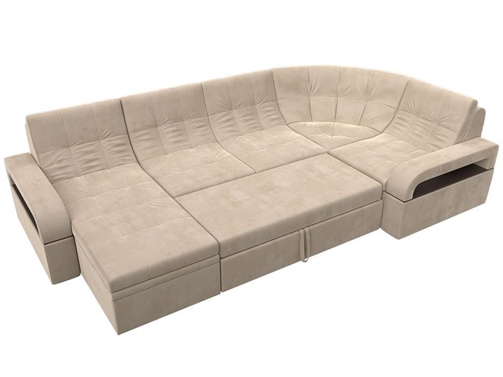 П-образный диван Лига-035, Бежевый (велюр) в Абакане - изображение 1