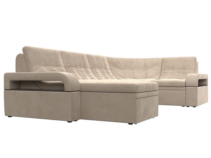 П-образный диван Лига-035, Бежевый (велюр) в Абакане - изображение 6