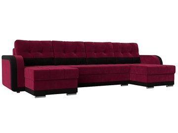 П-образный диван Марсель, Бордовый\Черный (Микровельвет) в Абакане
