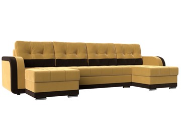 Большой П-образный диван Марсель, Желтый\Коричневый (Микровельвет) в Абакане