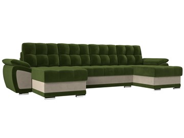 П-образный диван Нэстор, Зеленый/Бежевый (микровельвет) в Абакане