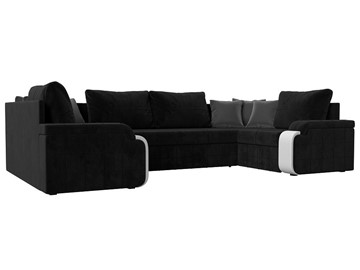 П-образный диван Николь, Черный/Белый/Серый (велюр/экокожа) в Абакане