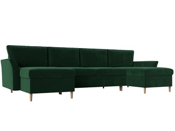 Большой П-образный диван София, Зеленый (Велюр) в Абакане