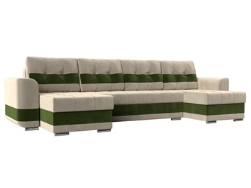 П-образный диван Честер, Бежевый/зеленый (вельвет) в Абакане