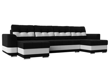 П-образный диван Честер, Черный/белый (вельвет/экокожа) в Абакане