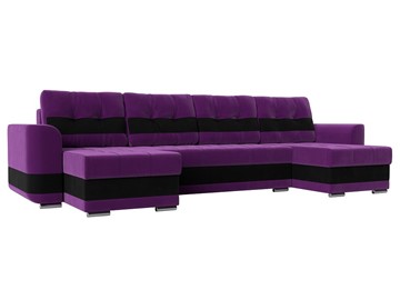 П-образный диван Честер, Фиолетовый/черный (вельвет) в Абакане