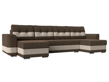 П-образный диван Честер, коричневый/бежевый (рогожка) в Абакане