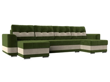 П-образный диван Честер, Зеленый/бежевый (вельвет) в Абакане