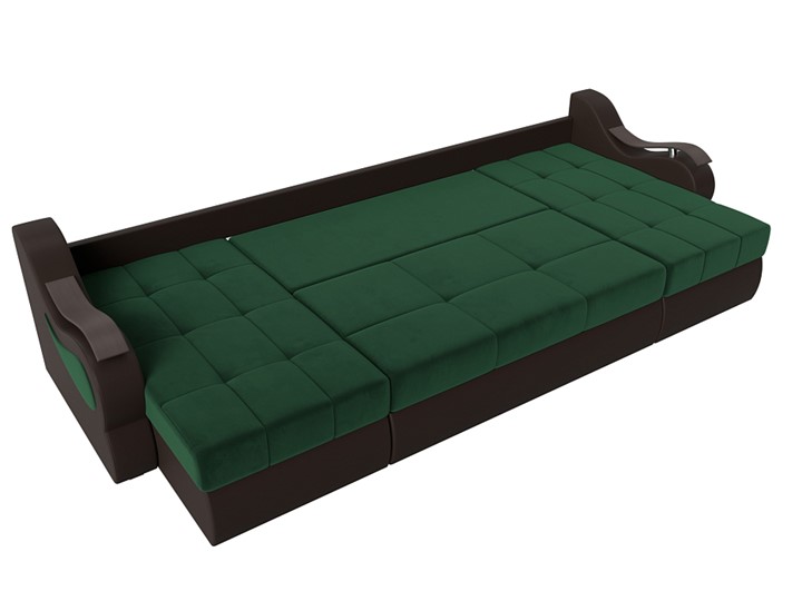 П-образный диван Меркурий П, Зеленый\Коричневый (Велюр\Экокожа) в Абакане - изображение 1