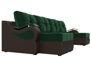 П-образный диван Меркурий П, Зеленый\Коричневый (Велюр\Экокожа) в Абакане - предосмотр 3