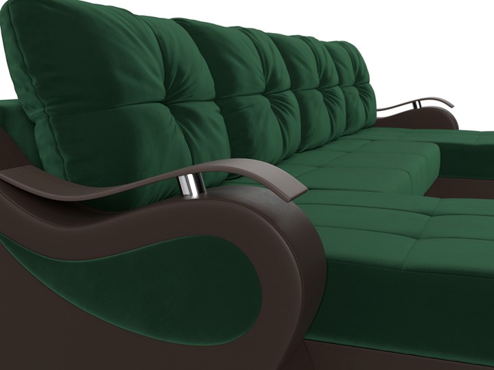 П-образный диван Меркурий П, Зеленый\Коричневый (Велюр\Экокожа) в Абакане - изображение 4