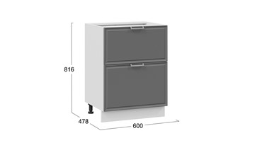 Кухонная тумба Белладжио 1Н6Я2 (Белый, Софт графит) в Абакане - предосмотр 2