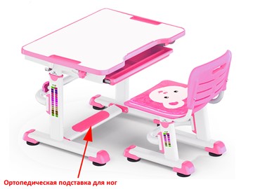Растущая парта и стул Mealux BD-08 Teddy, pink, розовая в Абакане - предосмотр