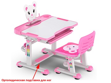 Стол растущий и стул Mealux EVO BD-04 Teddy New XL, WP, розовая в Абакане