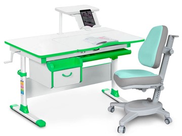 Комплект растущая парта + стул Mealux EVO Evo-40 Z (арт. Evo-40 Z + Y-110 TG) / (стол+полка+кресло) / белый, зеленый, серый в Абакане