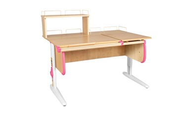 Детский стол-трансформер 1/75-40 (СУТ.25) + Polka_z 1/600 + Polka_zz 1/600 бежевый/белый/розовый в Абакане