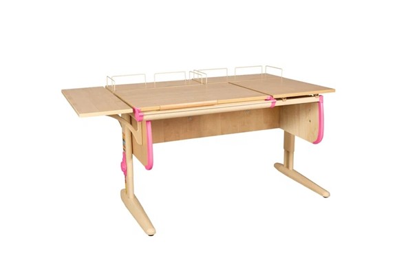 Растущий стол 1/75-40 (СУТ.25) + Polka_z 1/600 (2 шт.) + Polka_b 1/550 бежевый/бежевый/розовый в Абакане - изображение