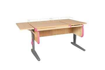 Растущий стол 1/75-40 (СУТ.25) + Polka_z 1/600 (2 шт.) + Polka_b 1/550 бежевый/серый/розовый в Абакане
