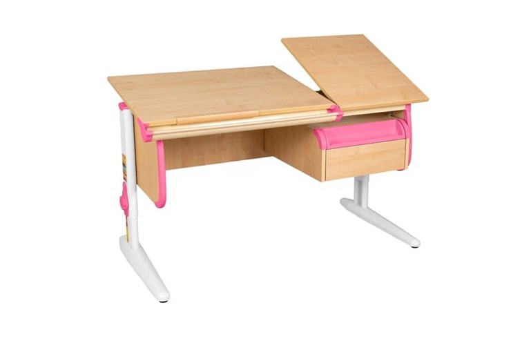Детский стол-трансформер 1/75-40 (СУТ.25) + Tumba 1 Бежевый/Белый/Розовый в Абакане - изображение 2