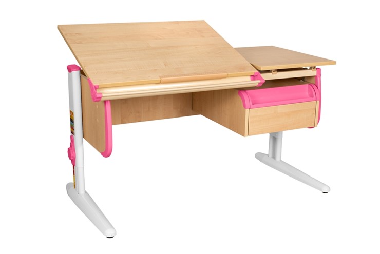 Детский стол-трансформер 1/75-40 (СУТ.25) + Tumba 1 Бежевый/Белый/Розовый в Абакане - изображение 1