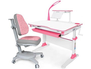 Растущая парта + стул Комплект Mealux EVO Evo-30 BL (арт. Evo-30 BL + Y-115 KBL), серый, розовый в Абакане