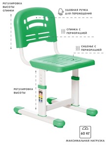 Растущая парта и растущий стул SET HOLTO-17А, зеленый в Абакане - предосмотр 4