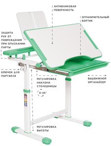 Растущая парта и растущий стул SET HOLTO-17А, зеленый в Абакане - предосмотр 5