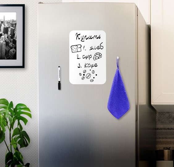 Доска магнитно-маркерная на холодильник BRAUBERG, 30х21 см с маркером, магнитом и салфеткой в Абакане - изображение 2